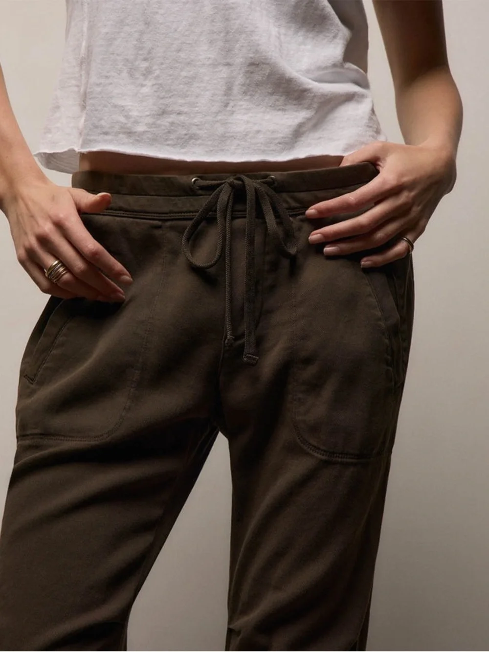 James Perse SOFT DRAPE PANT color Smoky Green Pigment - Picture 2 of 7